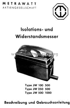 Isolations- und Widerstandsmesser JW 500/1000 ; Metrawatt, BBC Goerz (ID = 2657206) Equipment