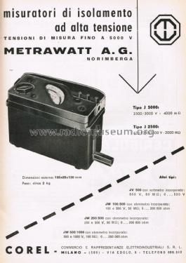 Isolations- und Widerstandsmesser JW 250/500 ; Metrawatt, BBC Goerz (ID = 2663238) Ausrüstung
