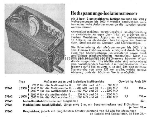 Hochspannungs-Isolationsmesser J5000; Metrawatt, BBC Goerz (ID = 991959) Ausrüstung
