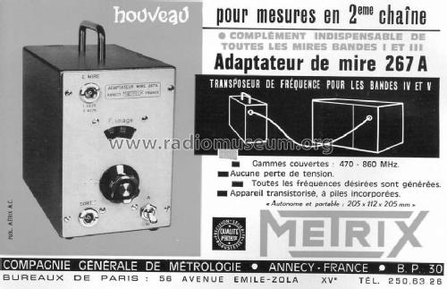 Adapteur Mire 267 A; Metrix, Compagnie (ID = 389512) Equipment