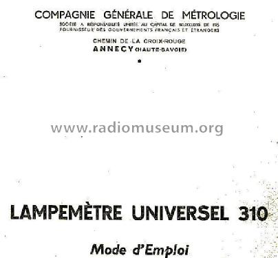 Lampemètre 310; Metrix, Compagnie (ID = 1949368) Equipment