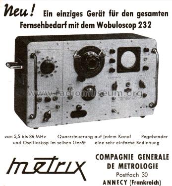 Wobuloscope 232; Metrix, Compagnie (ID = 2365628) Ausrüstung