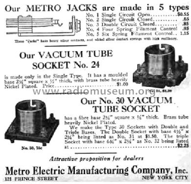 Tube Sockets ; Metro Electric (ID = 1447478) Radio part