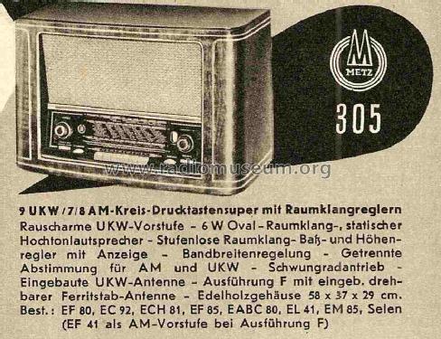 305W; Metz Transformatoren (ID = 726462) Radio