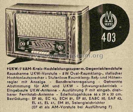 403W; Metz Transformatoren (ID = 726463) Radio
