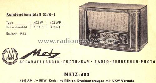 403WF; Metz Transformatoren (ID = 2678802) Radio