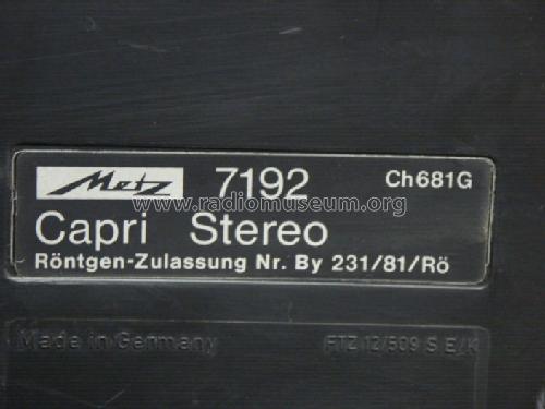 Capri Stereo 7192 Ch=681G; Metz Transformatoren (ID = 447360) Televisore