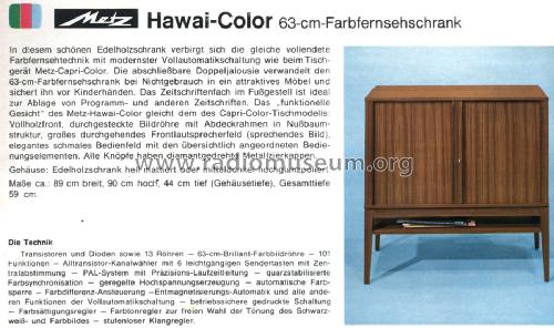 Hawai-Color ; Metz Transformatoren (ID = 744980) Television