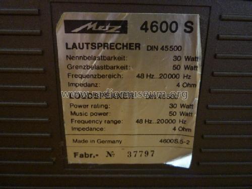 Lautsprecherbox 4600S; Metz Transformatoren (ID = 1314022) Speaker-P