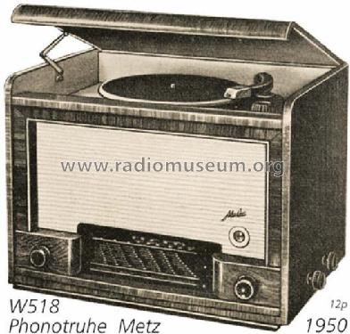 Musikschrank / Phonotruhe W518; Metz Transformatoren (ID = 530) Radio