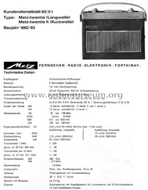 Twentie ; Metz Transformatoren (ID = 2531425) Radio