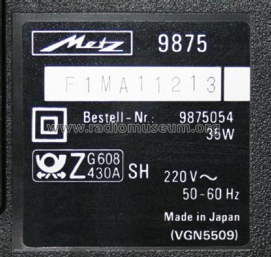 Video Cassette Recorder 9875 HiFi; Metz Transformatoren (ID = 1275136) Enrég.-R