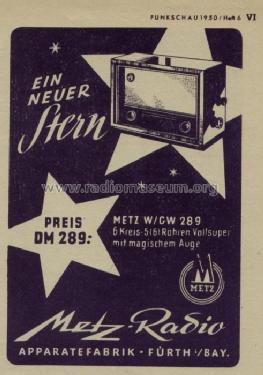 W289; Metz Transformatoren (ID = 450509) Radio