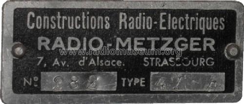 Impérial 47A; Radio-Metzger, (ID = 462047) Radio