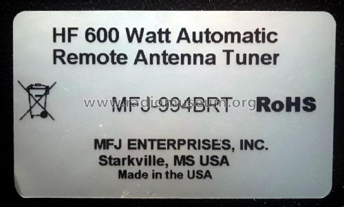 HF 600 Watt Automatic Remote Antenna tuner MFJ-994BRT; MFJ Enterprises; (ID = 2639416) Antenna