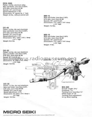 Belt Drive Turntable MB10; Micro Seiki Tokyo (ID = 1788860) Sonido-V