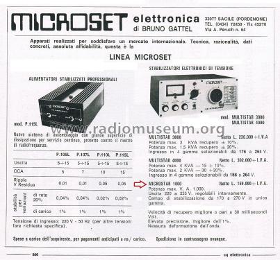 Stabilizzatore di Tensione Microstab 1000; Microset; SacilePN (ID = 2750139) Fuente-Al