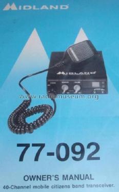 40-Channel Mobile Citizens Band Transceiver 77-092; Midland (ID = 1758434) Citizen