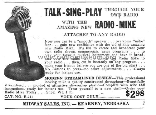 Radio-Mike Cat. No. B-711; Mid-Way Midway Sales (ID = 2930708) Mikrofon/TA
