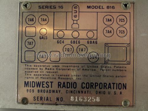 816 Ch= RGT-16; Midwest Radio Co., (ID = 1879390) Radio