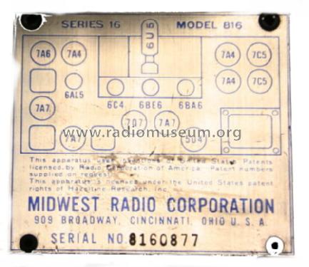 816 Ch= RGT-16; Midwest Radio Co., (ID = 770708) Radio