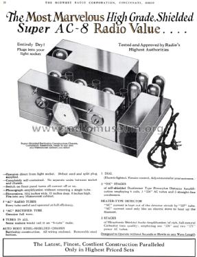 Chassis Miraco Super AC-8 ; Midwest Radio Co., (ID = 1663331) Radio