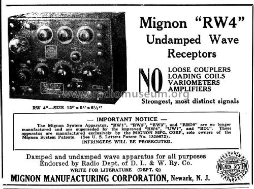 Undamped Wave Receptor RW4; Mignon Mfg., Newark (ID = 977455) Radio