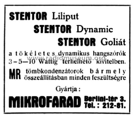 Speaker Stentor Liliput ; Mikrofarad (ID = 2473011) Parleur