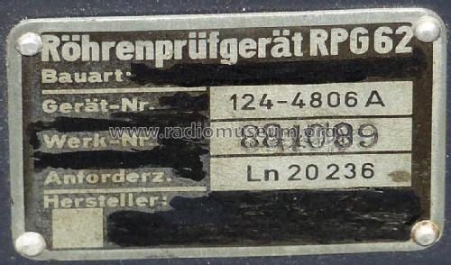 Röhrenprüfgerät RPG62; Militär verschiedene (ID = 2224120) Equipment