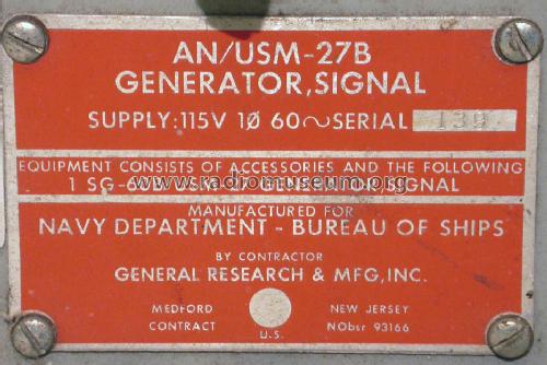 Generator, Signal AN/USM-27B; MILITARY U.S. (ID = 1085711) Military