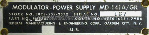 Modulator - Power Supply MD-141A/GR; MILITARY U.S. (ID = 1097540) Militaire