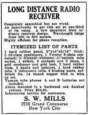 Long Distance Receiver ; Mills, S.W.; New (ID = 1160076) Kit