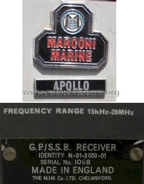 Apollo G.P./S.S.B. Receiver N-01-2050-01; MIM, Marconi (ID = 1212183) Commercial Re