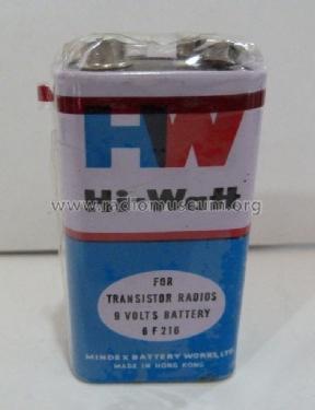HW - Hi-Watt - For Transistor Radios 9 Volts Battery 6F216; Mindex Battery Works (ID = 1759442) Power-S