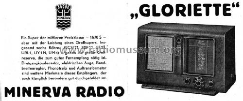 Gloriette 601U; Minerva-Radio (ID = 1789391) Radio