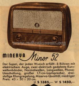 Minor 52 524U; Minerva-Radio (ID = 21272) Radio