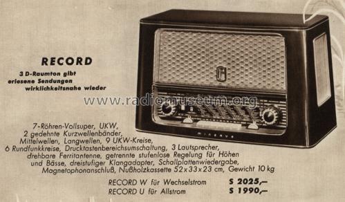 Record W 566; Minerva-Radio (ID = 21264) Radio