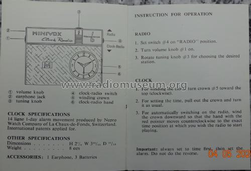 Clock Radio Transistor 6 RR-34; Minivox SA; La Chaux (ID = 2519908) Radio