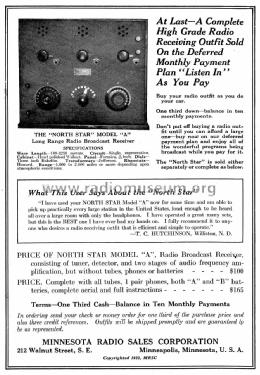 North Star Model A; Minnesota Radio (ID = 1101825) Radio