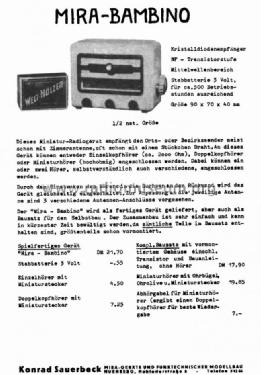 Bambino ; MIRA Electronic, N (ID = 830800) Radio