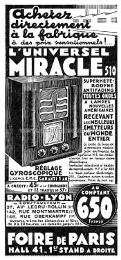 L'Universel Miracle 510 ; Miracle, Radio-Lyon, (ID = 2141559) Radio