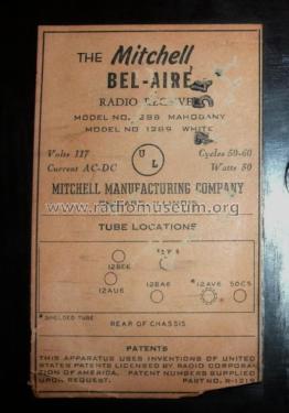 Bel-Aire 1288; Mitchell Mfg. Co., (ID = 1864803) Radio
