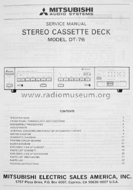 Stereo Double Cassette Deck DT-76; Mitsubishi Electric (ID = 1724248) Sonido-V