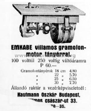 EMKABE villamos gramofon motor ; MKB; Kalischak, (ID = 2727345) Altri tipi