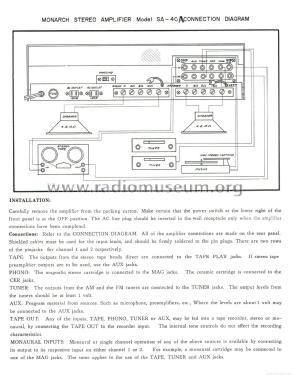 Stereo Amplifier SA-40A; Monarch Electronics (ID = 1943793) Ampl/Mixer