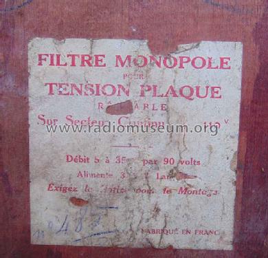 Filtre pour tension plaque réglable ; Monopole, Bouveau et (ID = 1784433) Power-S