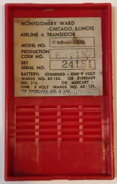 Airline 6 Transistor 62-1136; Montgomery Ward & Co (ID = 2630544) Radio