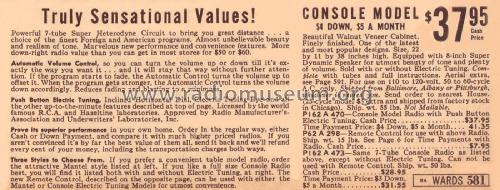 62-473 Order= P162 A 473 ; Montgomery Ward & Co (ID = 1881885) Radio