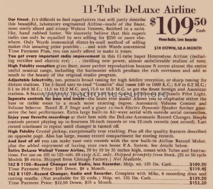 Airline 04BR-1106A Order= 162 B 1106 ; Montgomery Ward & Co (ID = 1918981) Radio