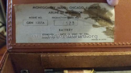 Airline 10 Transistor GEN-1357A; Montgomery Ward & Co (ID = 2319691) Radio